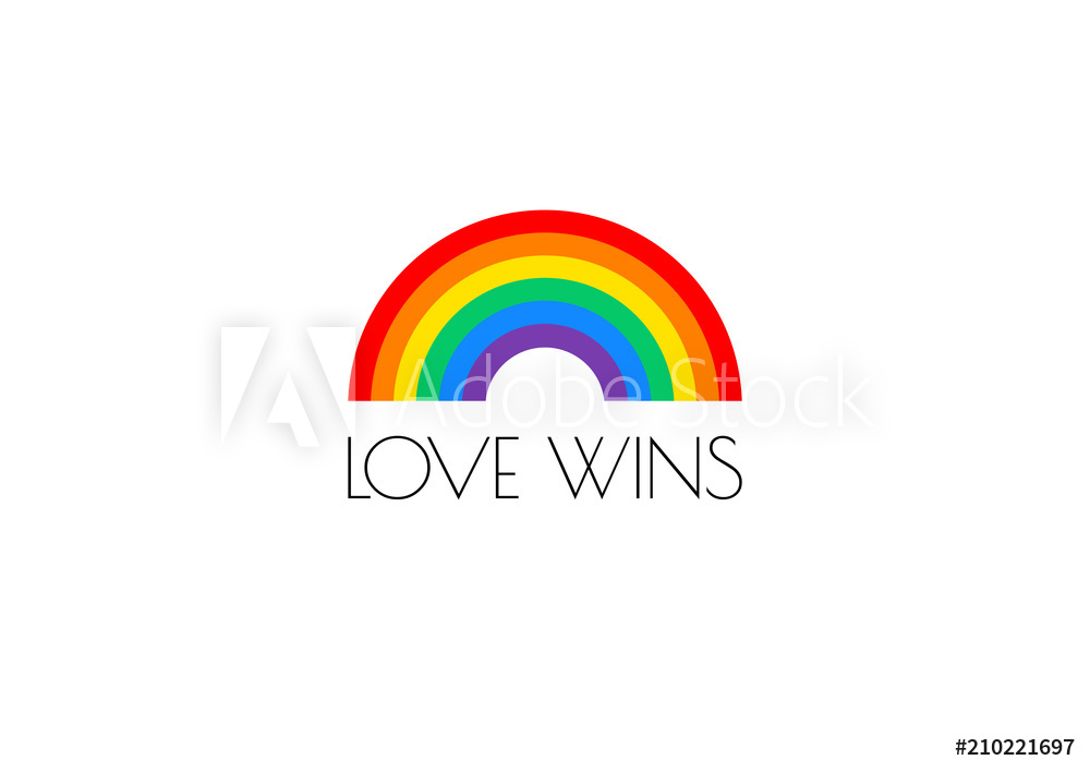 1000x708 Photo Art Print Pride Love Wins Text And Rainbow Flag Vector