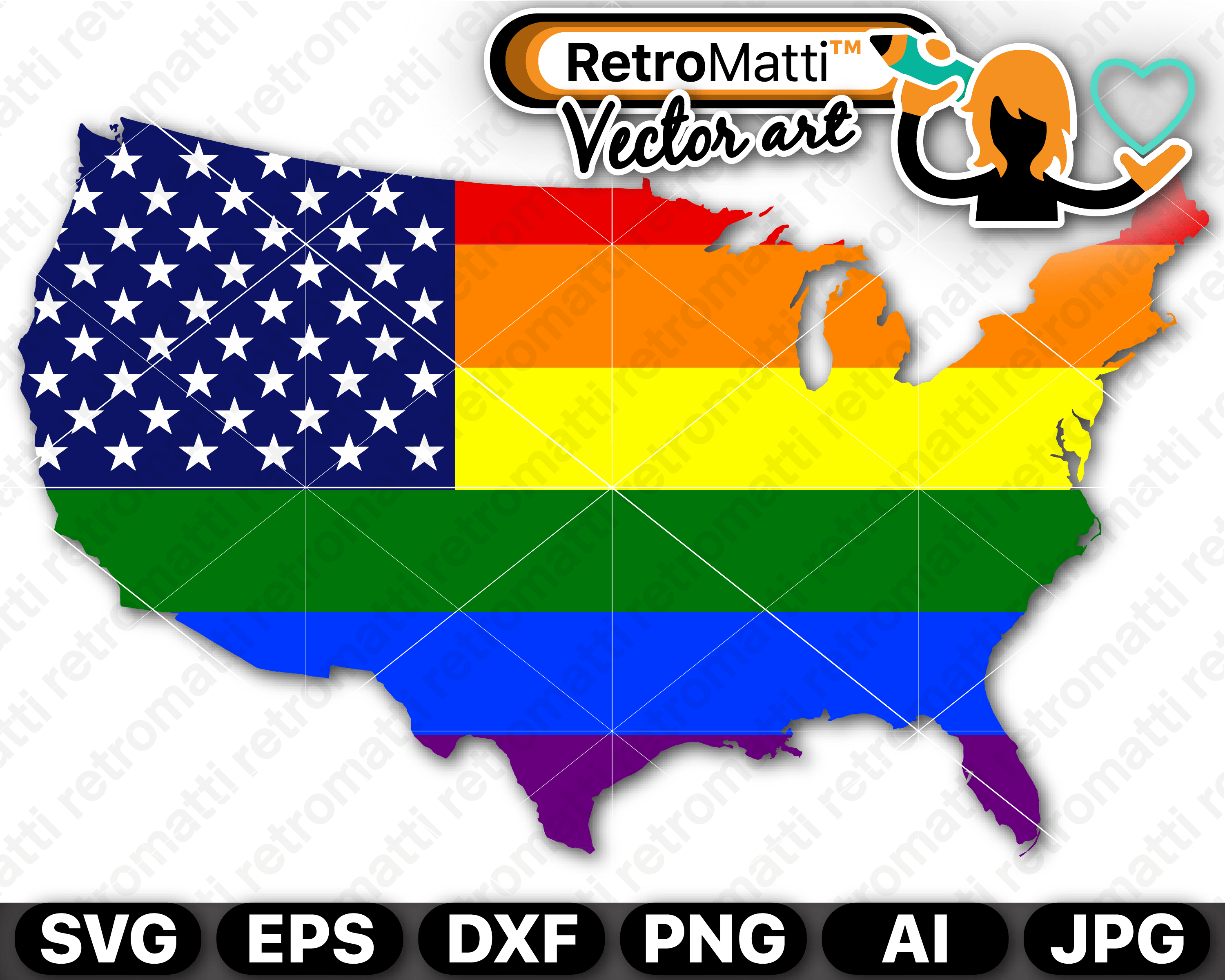 3000x2401 Usa Pride Flag Vector Retromatti