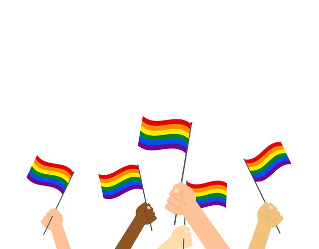 628x490 Vector Illustration Hands Holding Lgbt Pride Flag
