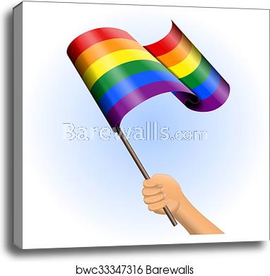 382x390 Hand Holding A Rainbow Pride Flag Vector, Canvas Print Barewalls