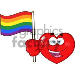 300x300 Happy Red Heart Cartoon Emoji Face Character Holding An Rainbow