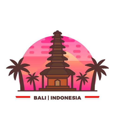 490x490 Flat Temple In Bali Indonesian Pride With Gradient Background