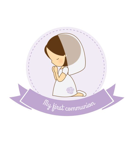 570x617 First Communion Girl Vector