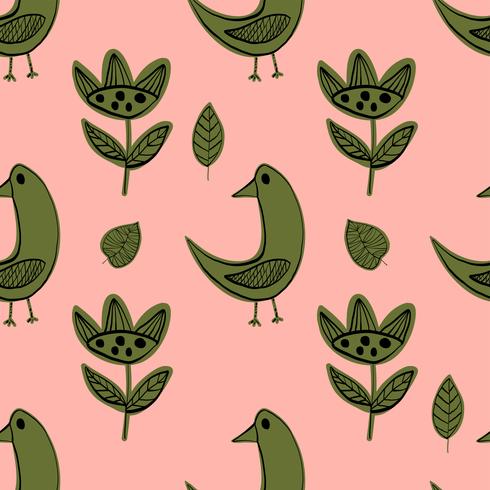 490x490 Simple Scandinavian Birds Pattern Primitive Vector
