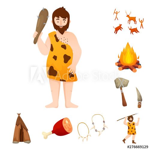 500x500 Vector Design Of Age And Stone Symbol Set Of Age And Primitive