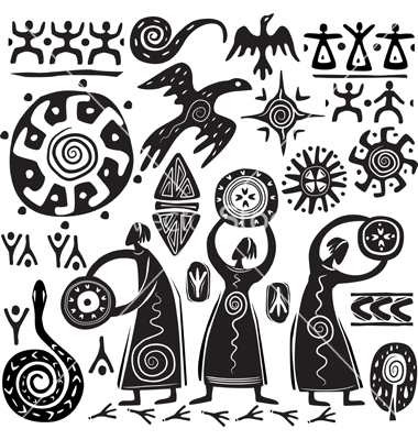 380x400 Elements For Designing Primitive Art Vector Art