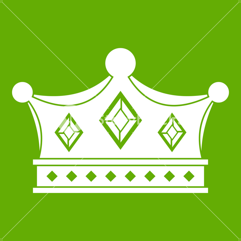 1000x1000 Prince Crown Icon White Isolated On Green Background Vector