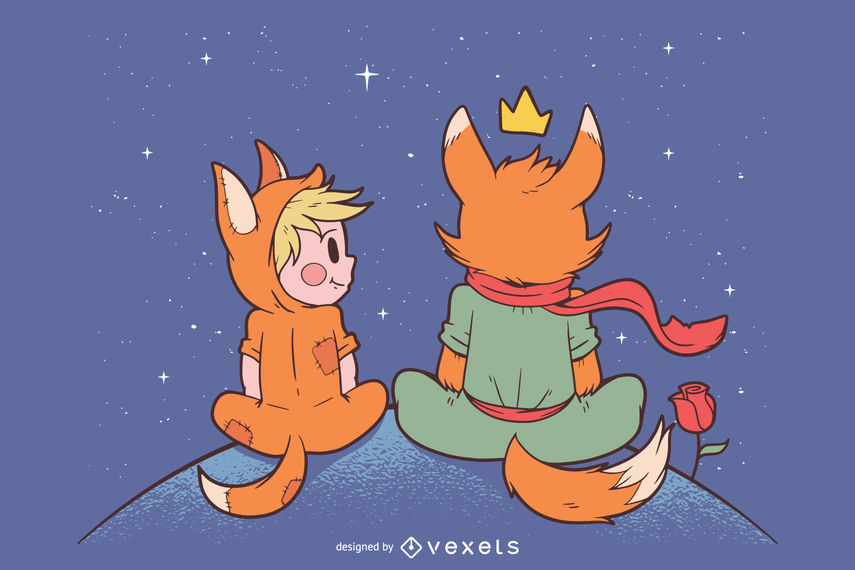 855x570 Little Fox Prince Vector Lllustration