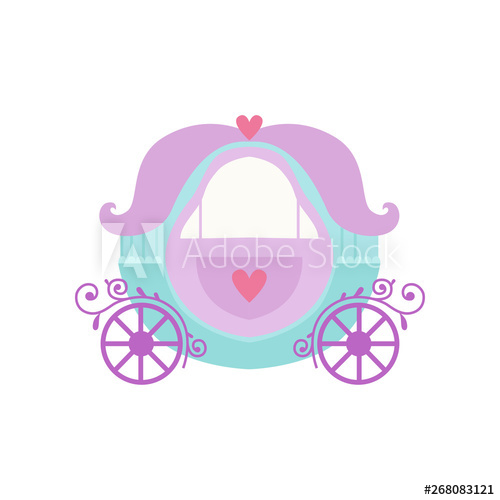 500x500 Cute Princess Fairytale Fantasy Carriage Cartoon Vector