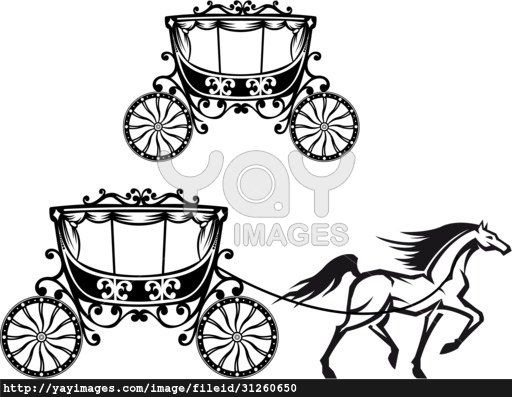 512x397 Horse With Old Carriage In Retro Style Silhouettes Free Vector