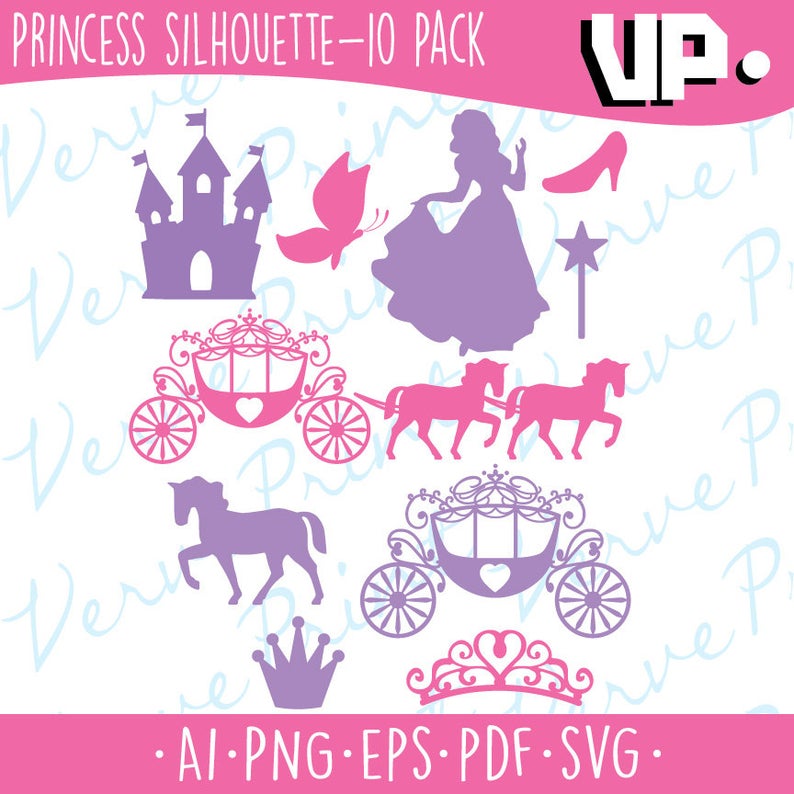 794x794 Princess Silhouette Pdf Cutting Princess Etsy