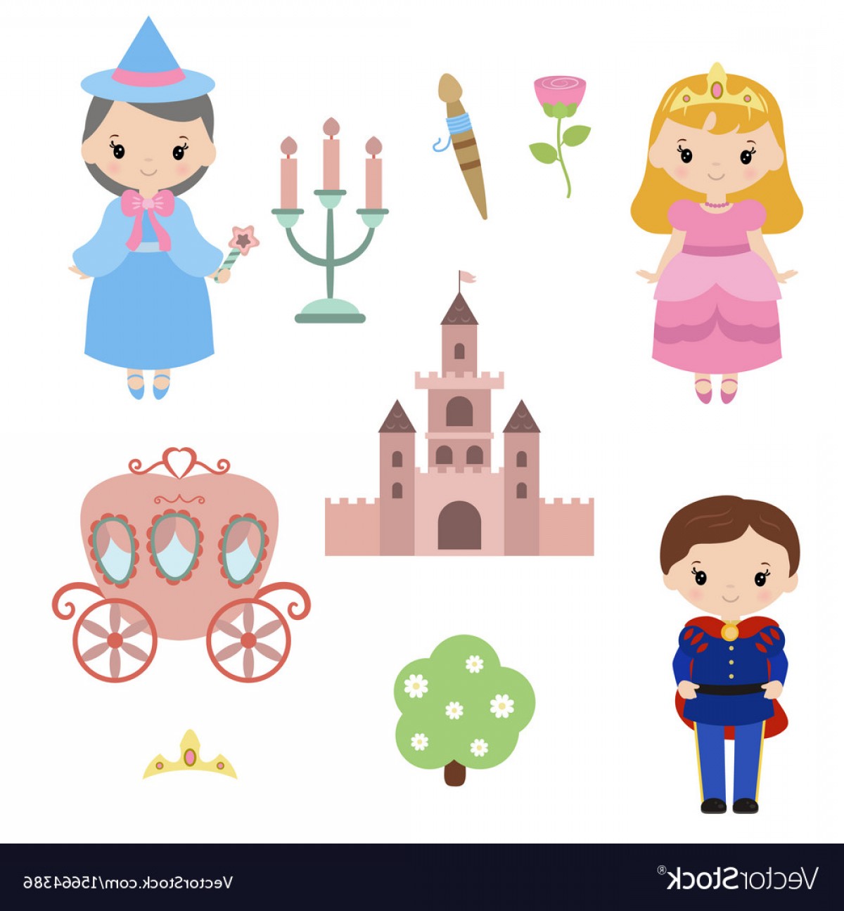 1200x1296 Princess Theme With Castle Prince Carriage Vector Catchsplace