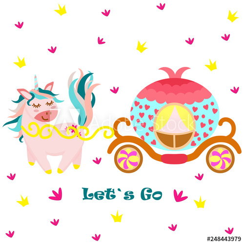 500x500 Poster With Unicorn And Princess Carriage
