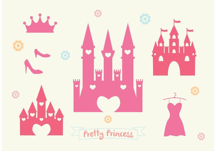 700x490 Pink Princess Castle Vector Set