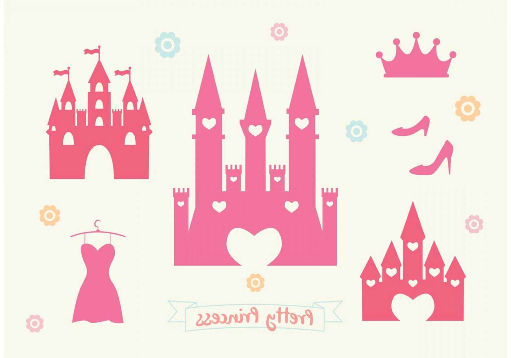 1680x1176 Pink Princess Castle Vector Set Soidergi