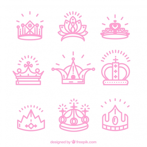 626x626 Pack Of Pink Princess Crowns Vector Free Download