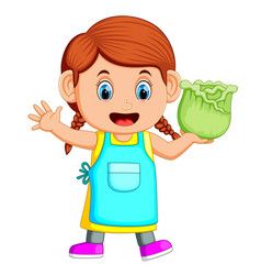 238x250 A Girl Holding Fresh Cabbage Vector Education Free Vector