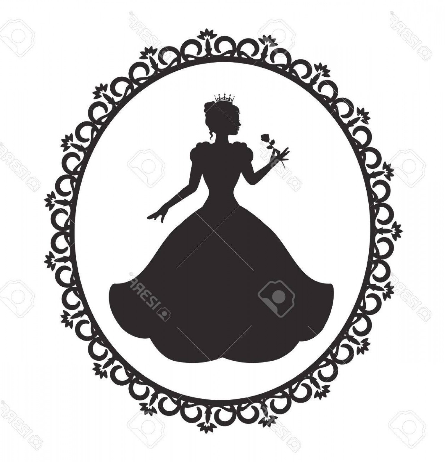 1504x1560 Photostock Vector Silhouette Of A Princess In A Magnificent Dress