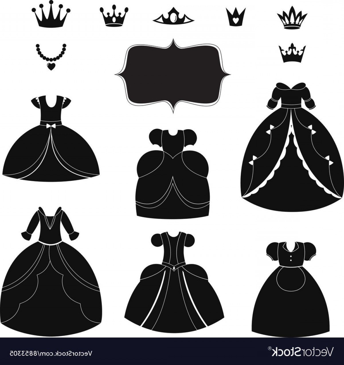 1200x1274 Princess Dress Silhouettes Set Cartoon Black And Vector Newwaysys