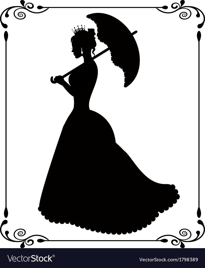 825x1080 Princess Silhouette In Retro Patterned Frame Vector