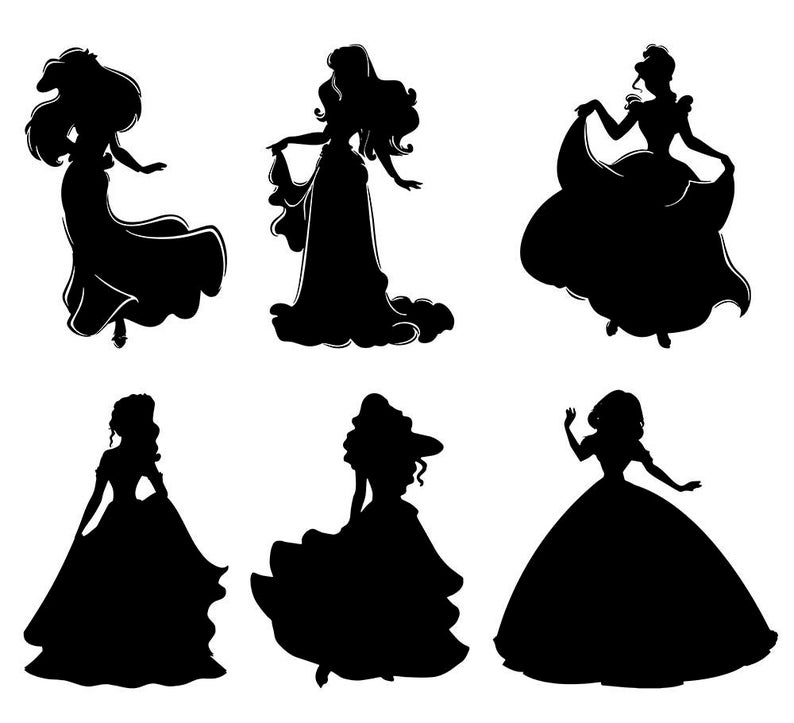 794x723 Princess Silhouette Disney Clip Art Vector Princess Etsy