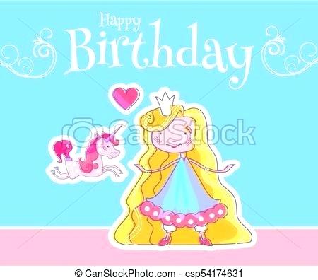 450x396 Happy Little Princess Birthday Card Template With Fairy Girl Magic