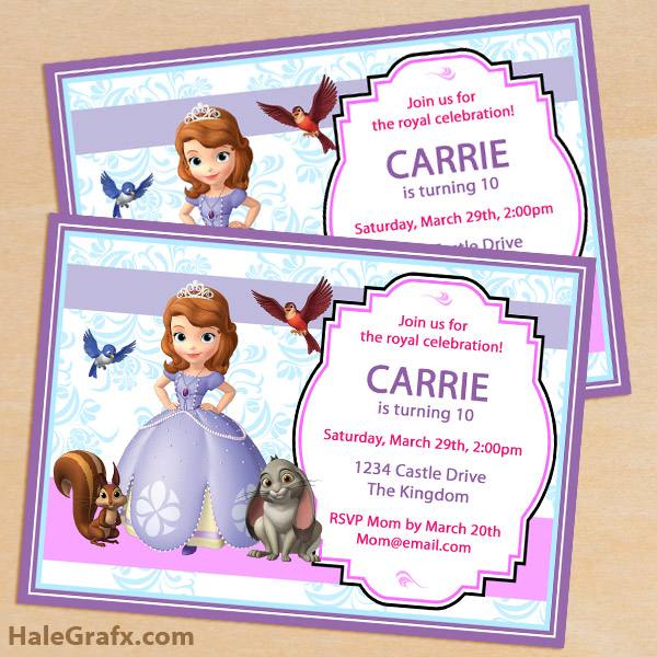 600x600 Free Printable Sofia The First Birthday Invitation Pack