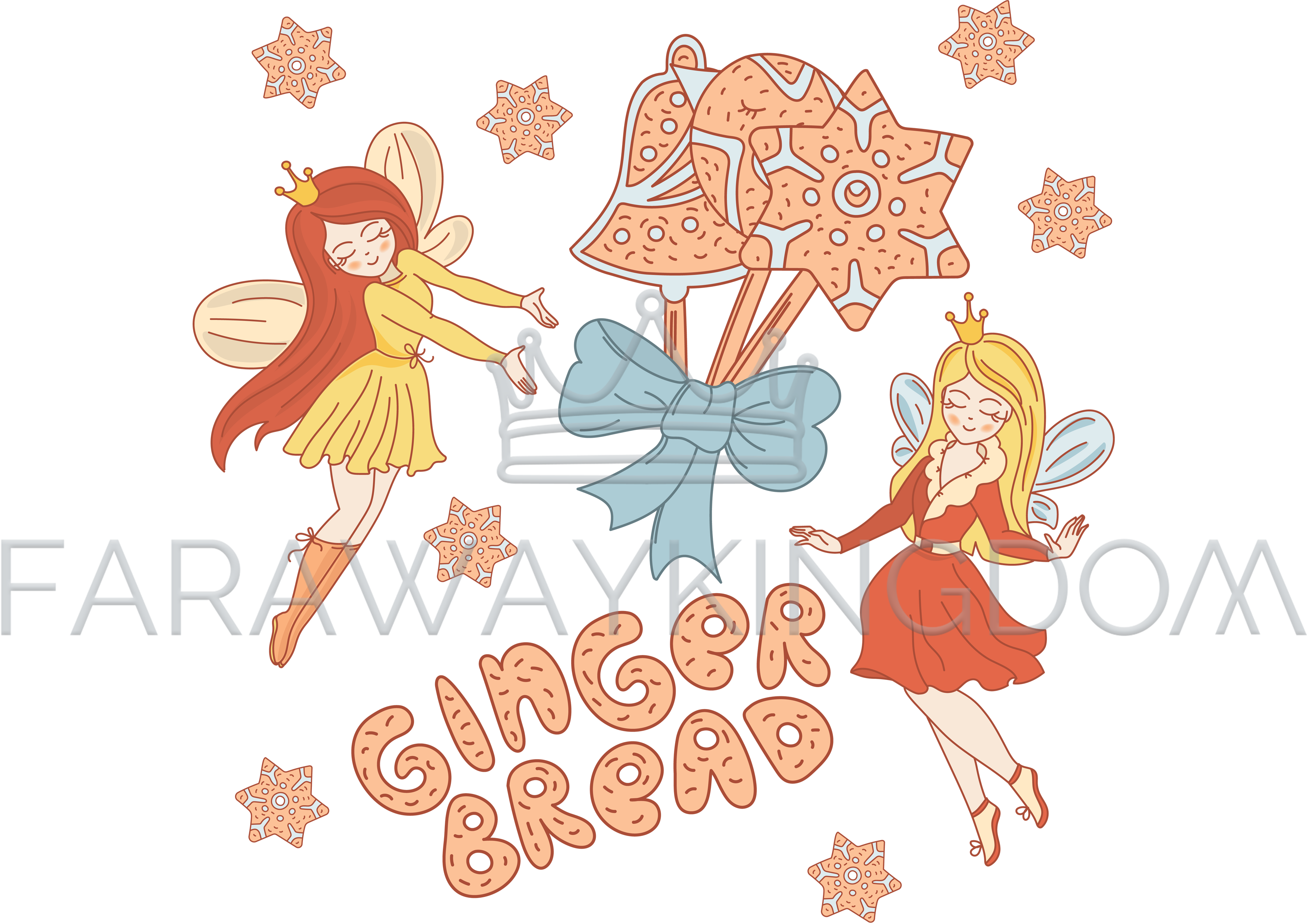 3508x2480 Gingerbread Girls Dessert Princess Vector Illustration Set