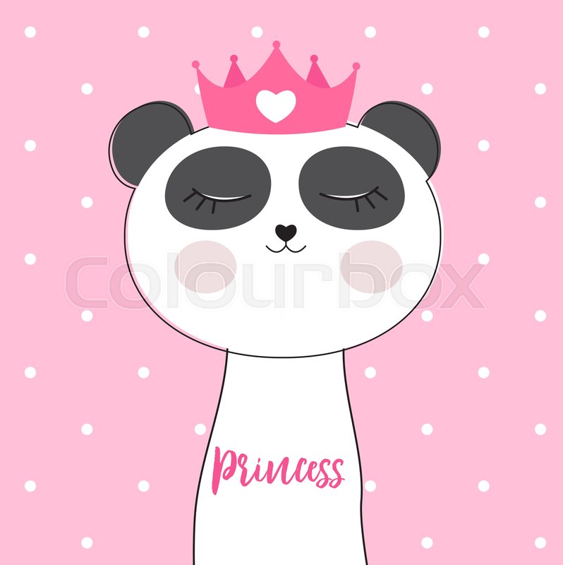 798x800 Little Cute Panda Princess Vector Stock Vector Colourbox
