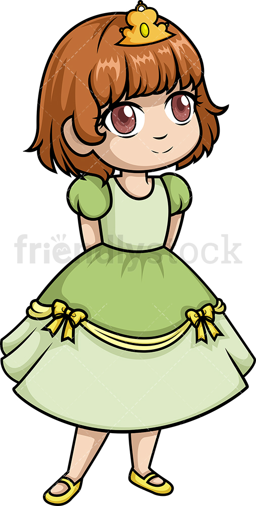 507x1000 Little Girl Princess Cartoon Clipart Vector