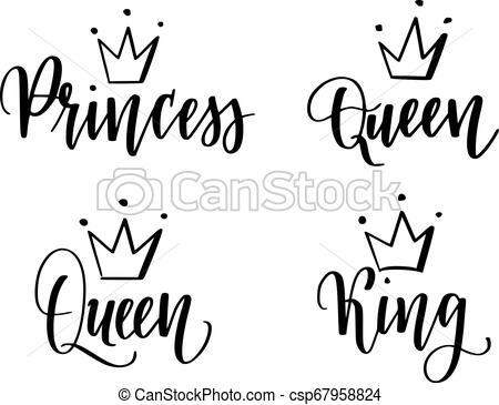 450x365 Queen, King, Princess Vector Calligraphy Lettering Designs Set