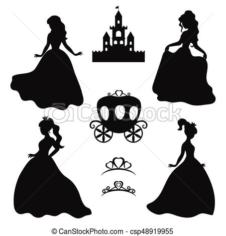 450x470 Set Of Silhouettes Of Princess Set Of Silhouettes Of Princess
