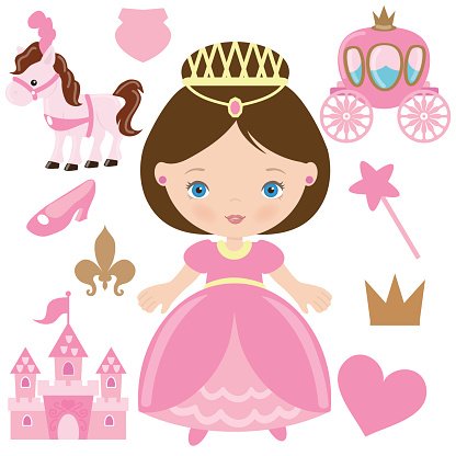 416x416 Cute Princess Vector Illustration Stock Vectors