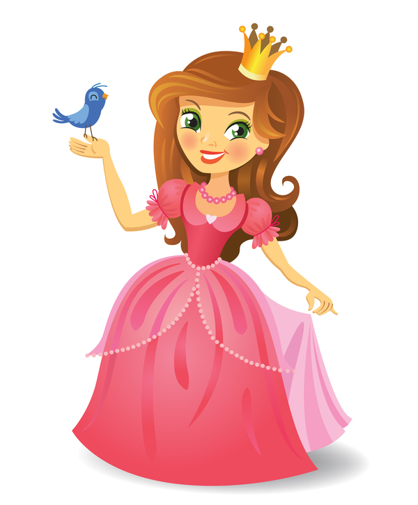 600x726 Cute Princess With Bird Vector Free Download