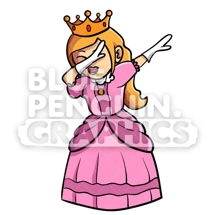 700x700 Dabbing Princess Vector Cartoon Clipart Illustration Blue