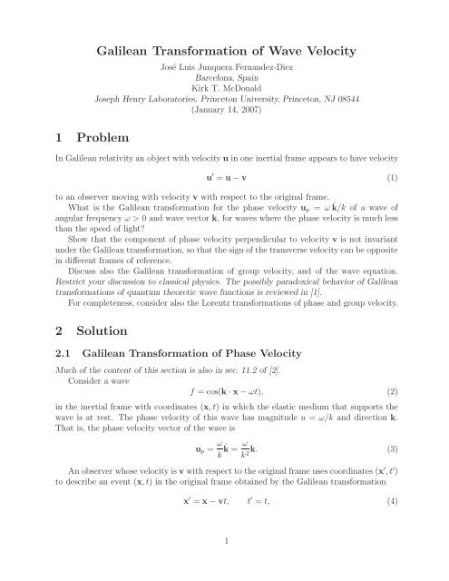 495x640 Galilean Transformation Of Wave Velocity