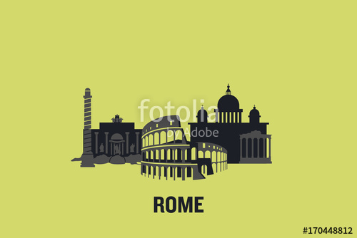 500x334 Minimalist Illustration Of Rome Principal Buildings Flat Vector