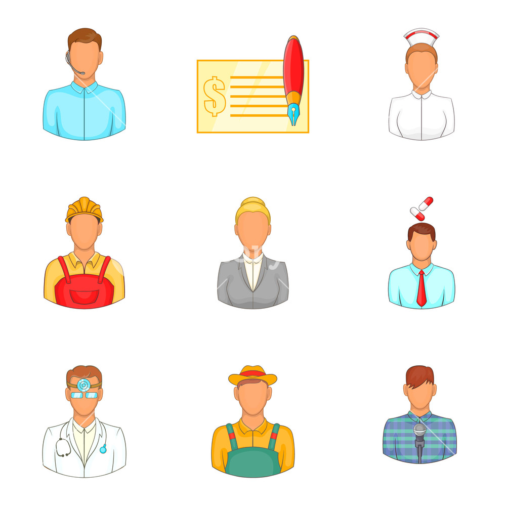 1000x1000 Principal Staff Icons Set Cartoon Set Of Principal Staff Vector