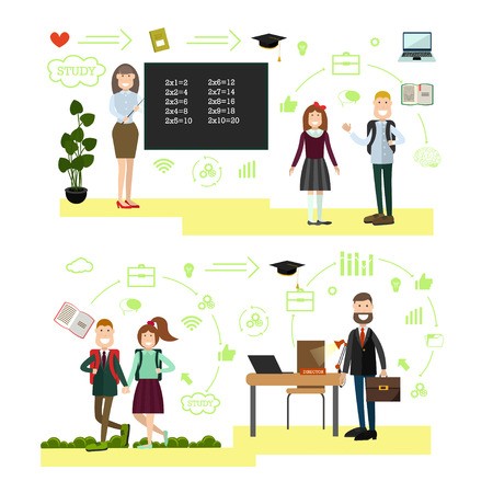450x450 Vector Illustration Of Teacher Female With Pointer Standing Next