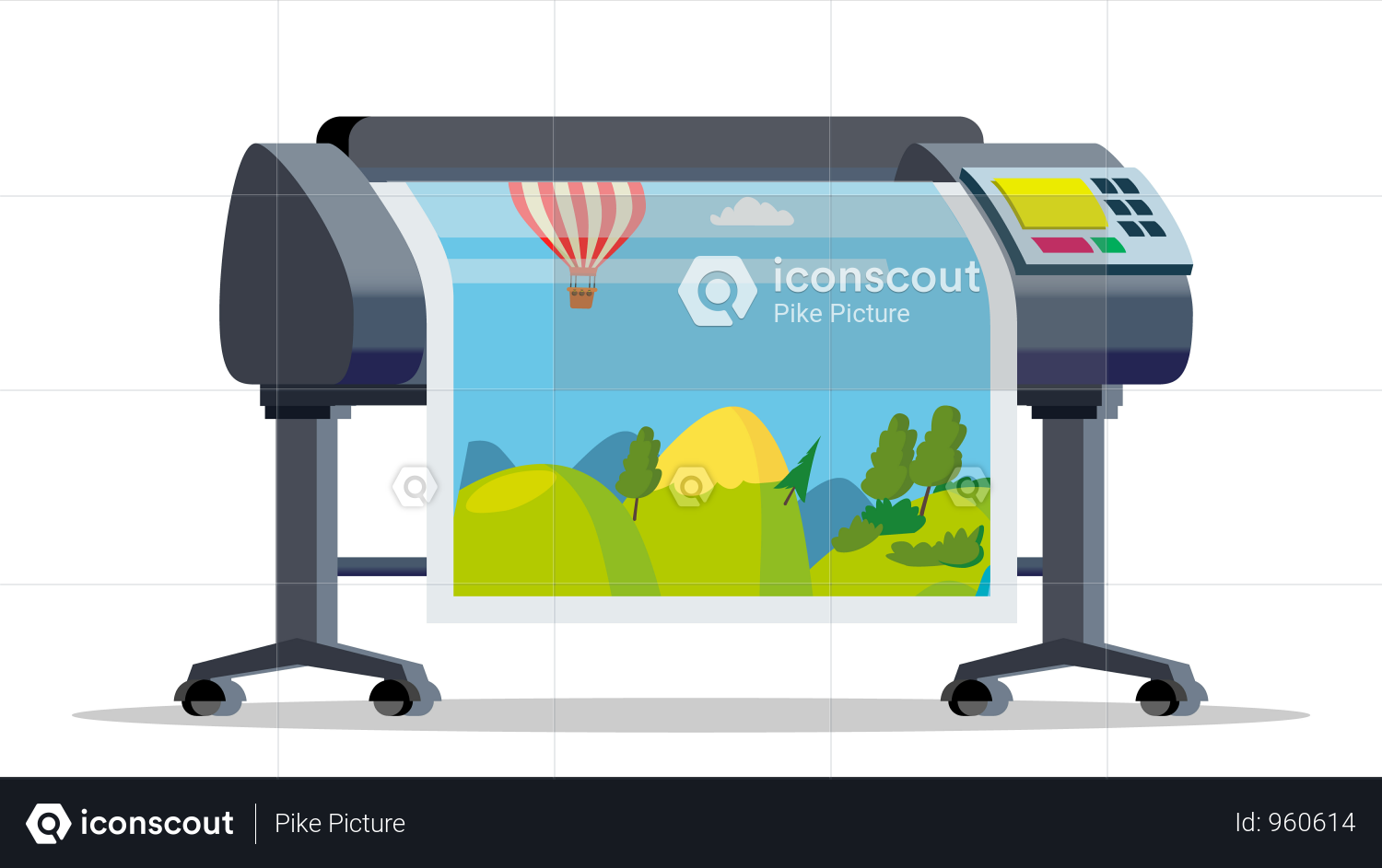 1500x943 Premium Plotter, Printer Vector Illustration Download In Png
