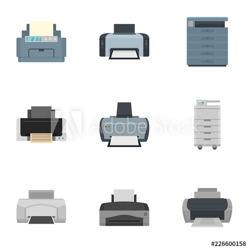500x500 Printer Icon Set Flat Set Of Printer Vector Icons For Web