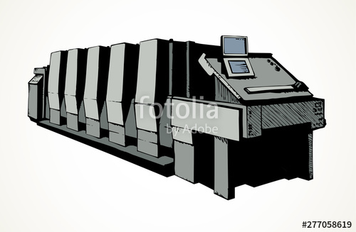 500x327 Modern Printing Press Vector Sketch Stock Image And Royalty Free