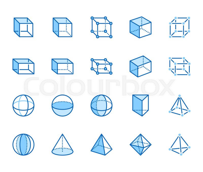800x677 Geometric Shapes Flat Line Icons Set Stock Vector Colourbox