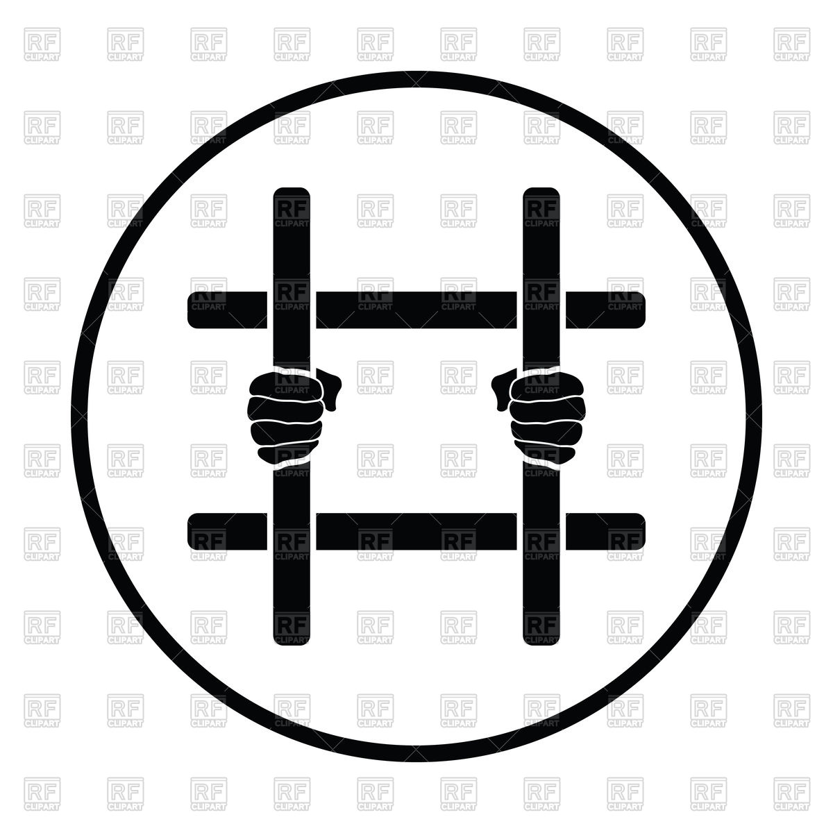 1200x1200 Thin Circle Design Of Hands Holding Prison Bars Icon Vector Image