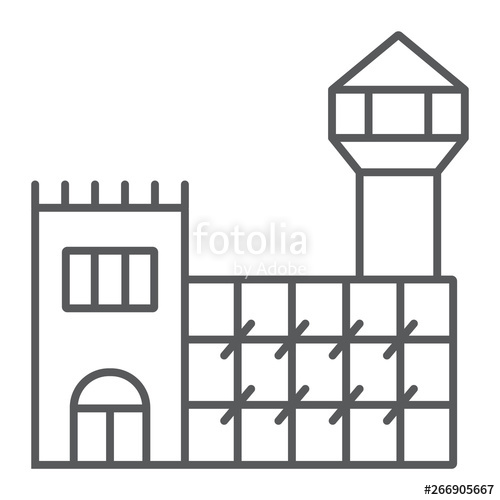 500x500 Prison Thin Line Icon, Cell And Arrest, Jail Sign, Vector Graphics