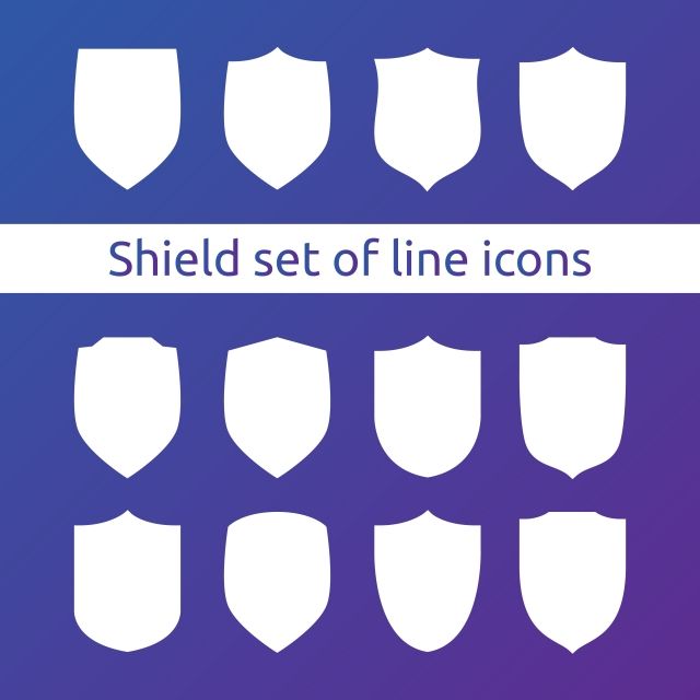 640x640 Shield Logo Symbol Icon Set With Outline Line Style Vector