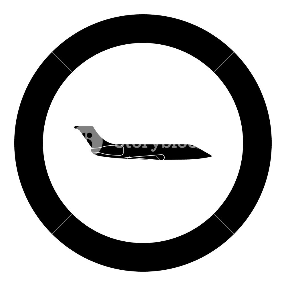 1000x1000 Private Airplane Black Icon In Circle Vector Illustration Isolated