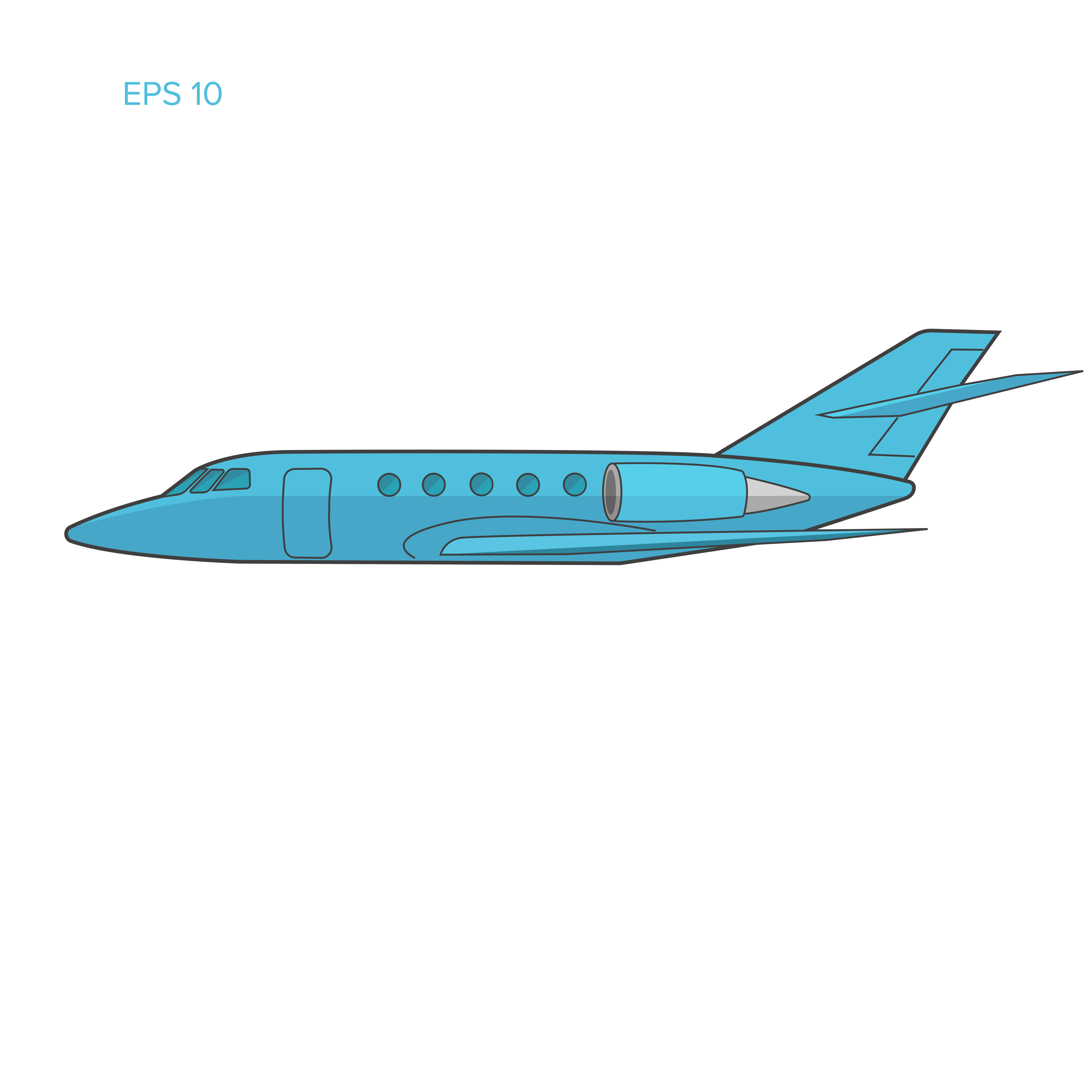 5000x5000 Private Jet Vector Flat Design Business Jet Illustration Line