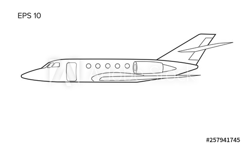 500x300 Private Jet Vector Icon Business Jet Illustration Flat Design