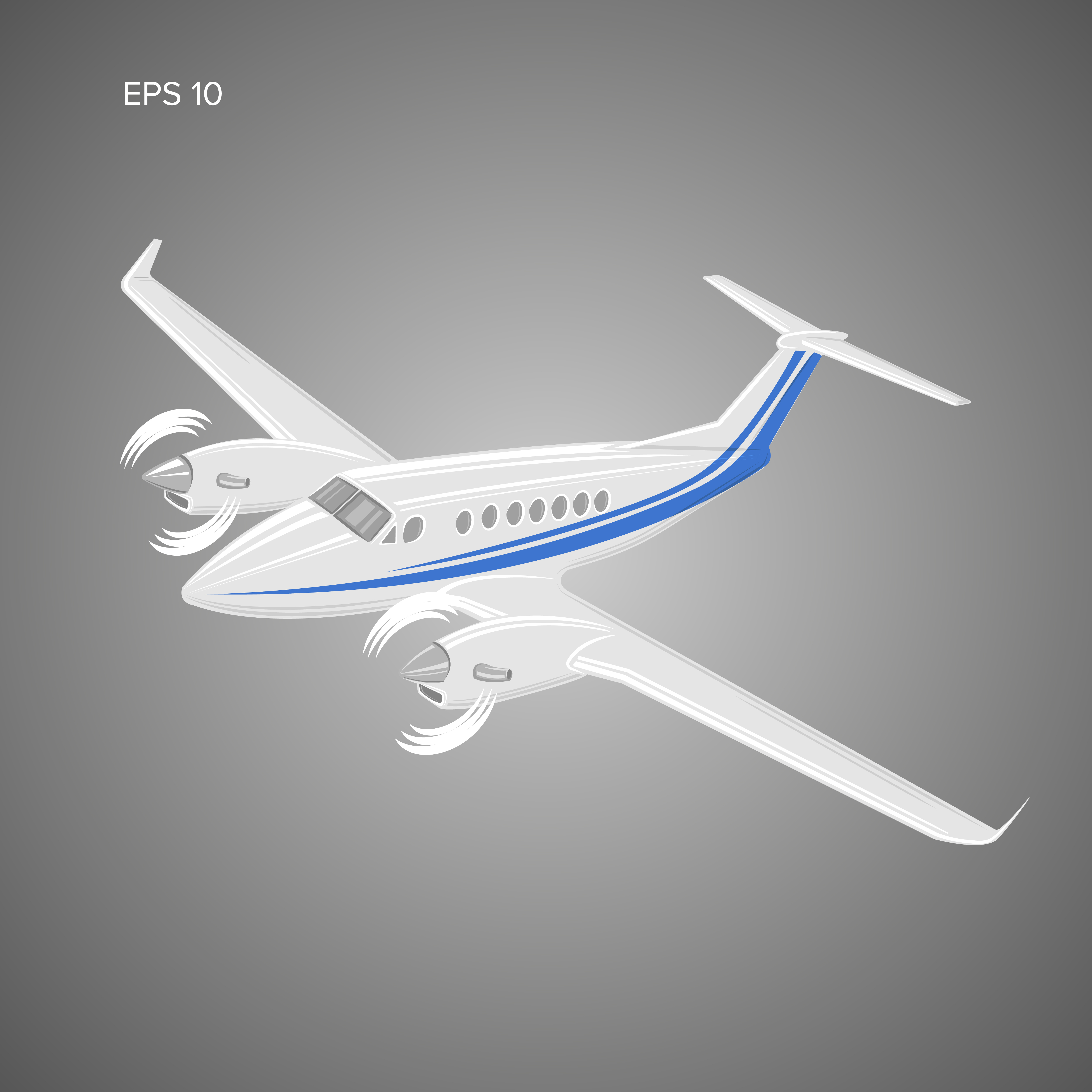 5000x5000 Private Plane Vector Illustration Twin Engine Propelled Aircraft